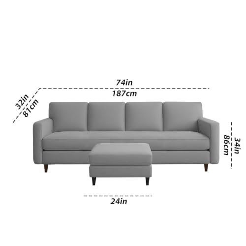 Image of Carlos 5-Seater Sofa Set with Ottoman (Dark Grey Fabric) | Premium Fabric Sofa for Living Room, Hall, Home & Office | Stylish Modern Furniture Set