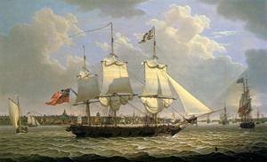 Peinture à l'huile tableau marine Robert Salmon Liverpool 1809 toile 30x36 pouces