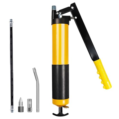 Image of Heavy Duty Grease Gun Kit-Professional Hand Lever Grease Pump with Flex Hose,Rigid Pipe,Coupler Sharp Nozzle,10000 PSI High Pressure Grease Applicator for Automotive,Tractor,Harvester & Industrial Use