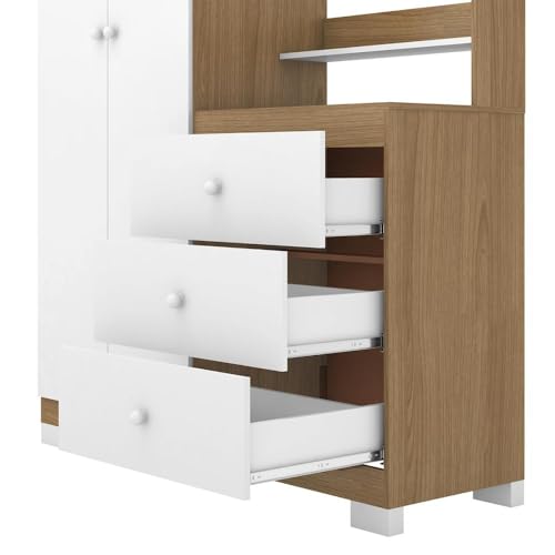 Guarda Roupa com comoda Infantil Vicky 2 Portas e 3 Gavetas Naturale/branco