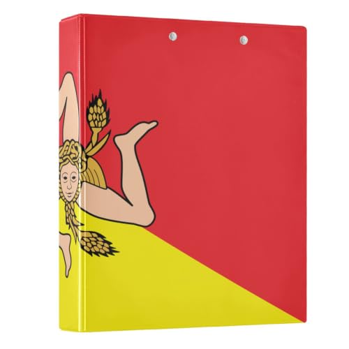 Classeur porte-bloc intégré à anneaux en D de 3,8 cm avec couverture rigide drapeau de la Sicile
