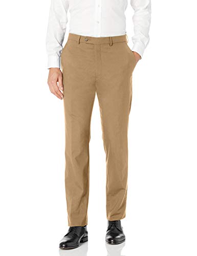 Hart Schaffner Marx Men's Ny Fit Flat Front Dress Pants, Tan, 40 Long
