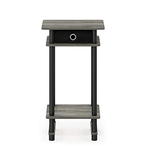 Image of Furinno Turn-N-Tube Tall End Table, French Oak Grey /Black /Black