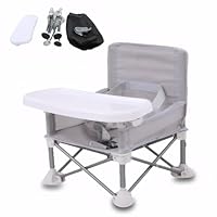 Baby High Chair,Portable Kids Camping Chair with Removable Tray,High Chairs for Babies and Toddlers for Outdoor with Storage Bag,Foldable Baby Booster Seat for 6 Moths to 3 Years (Grey)