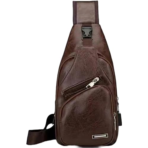 Unisex PU Leather Sling Bags Crossbody Bag for Men and Women, Durable with Multiple Compartments, Perfect for Hiking