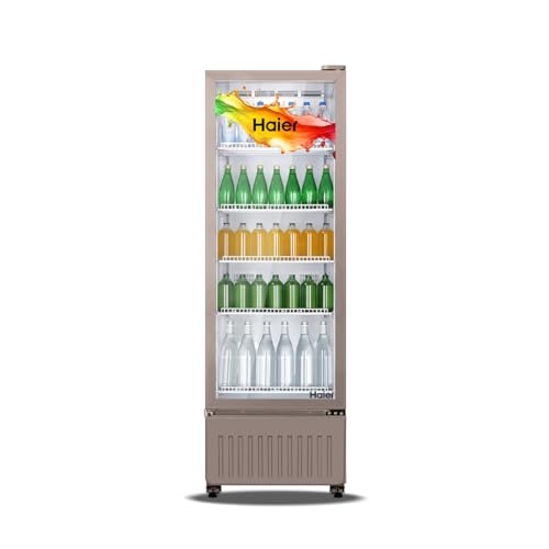 Image of Haier HVC 405 GT5, 5 Star, Touch LED Visi Cooler Glass Door, Adjustable Shelves, Single Door Commercial Refrigerator (360 L, White)