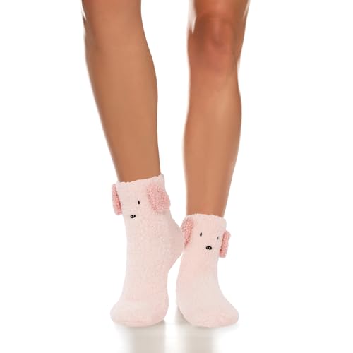 Violet Mist Womens Fuzzy Socks with Grips Winter Warm Fluffy Soft Slipper Socks Cozy Hospital Non Slip Socks Cute Animal Sock3