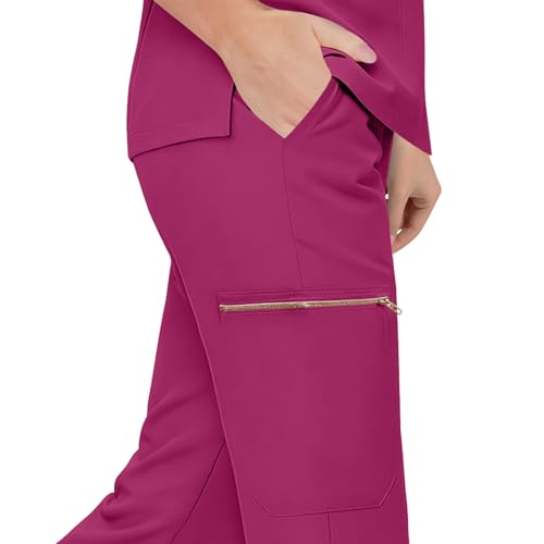 Gargey Scrubs for Women - Zip Front Top & Flare Pant Stretch Nursing Women’s Scrubs Set Medical Uniform - image 5