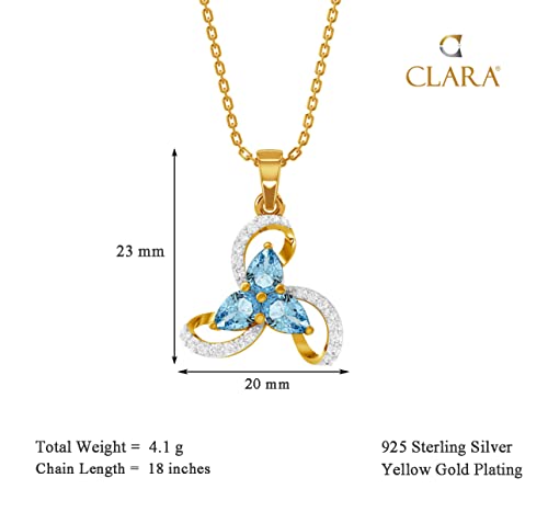 Image of CLARA 925 Sterling Silver Melba Pendant Earring Chain Jewellery Set | Gold Rhodium Plated, Swiss Zirconia | Gift for Women & Girls