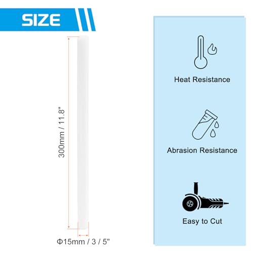 Image of MECCANIXITY ABS Plastic Rod Round Solid Bar 15 mm x 300mm White for DIY Model Material, Architectural Model Making, DIY Sand Table, Pack of 1