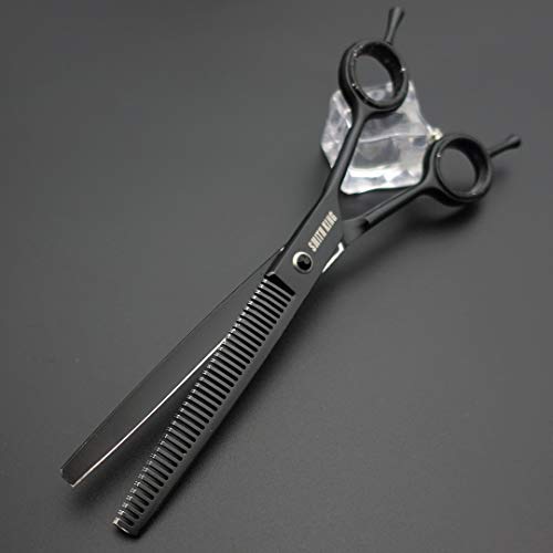 7.0 inches Professional Dog Grooming Scissors Set Straight & thinning & Curved & chunkers & comb 5pcs in 1 Set for left-handed & right handed Black