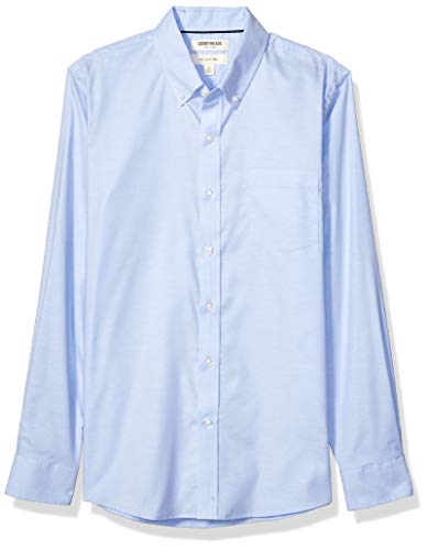 Amazon Brand - Goodthreads Men's Slim-Fit Long-Sleeve Comfort Stretch Oxford Shirt with Easy Care, Light Blue X-Large