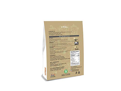 Image of Indian Kitchen Foods Freeze Dried Dairy-Free Ready to Eat Jain Upma | Instant Vegetarian /Vegan Meal - Each Rehydrated Wt. 220 gm (Pack of 3)