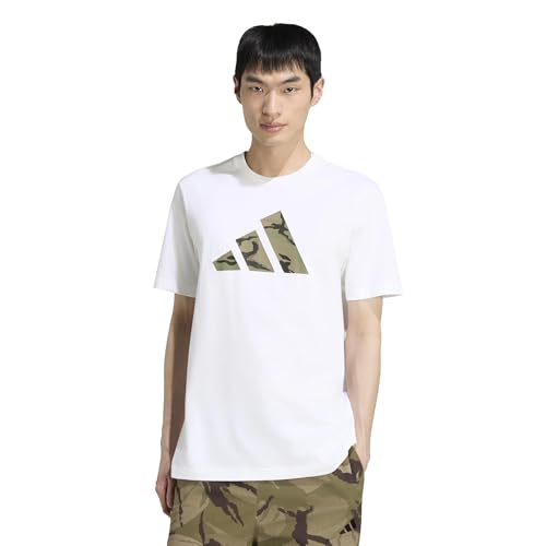 adidas Men's Camouflage Three Bar Logo Graphic T-Shirt, White, XX-Large