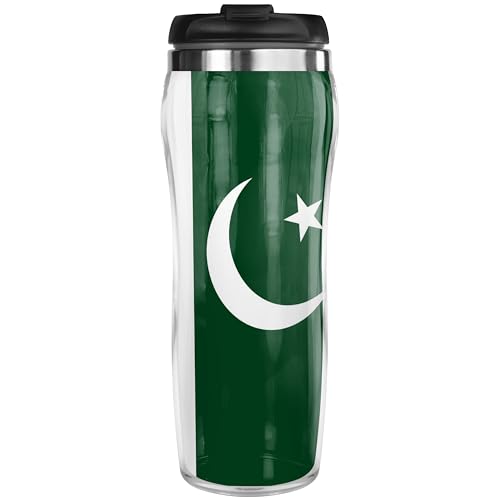 Pixly® Mug isotherme de voyage avec drapeau du Pakistan, capacité de 400 ml, drapeau du Pakistan