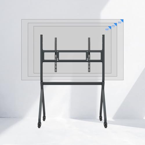 Image of Mobile Smart Board Portable Stand and Rolling Floor TV Cart for 65-86 Inch Interactive Whiteboards or TV, Lockable Wheels, Home Office School Classroom