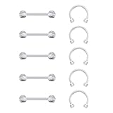 6ixGosh 14g 16g Clear Plastic Nipple Rings for Surgery Pregnant Maternity Weaning, Horseshoe Nipple Piercing Jewelry, Plastic Clear Tongue Rings Piercing Retainer Jewelry