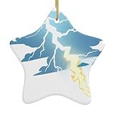 Eleva tu decoración navideña con este exquisito colgante de estrella de cerámica con patrón de rayo en el cielo de DLXW perfecto para colgar en árboles de Navidad, puertas y ventanas para crear un ambiente festivo en centros comerciales, supermercados, tiendas y hogares.