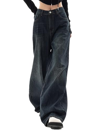 Xineicy Women's Jeans Y2K Wide Leg Baggy Jeans High Waist Loose Vintage 90s Boyfriend Denim Pants2