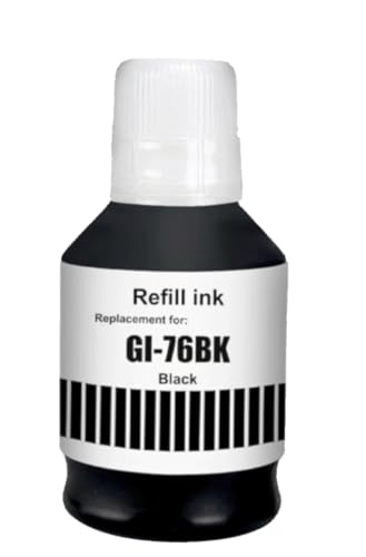 Image of CANOFF GI-76 Ink Bottle Water Based Refill Ink Suitable for Canon MAXIFY GX5070,GX6070,GX7070 Printer (Black Pack of 1, 170ml)