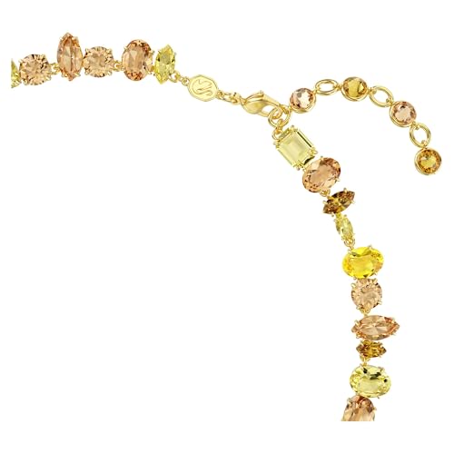Swarovski Gema Tennis necklace, Mixed cuts, Yellow, Gold-tone plated3