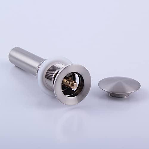 Bathroom Sink Drain, Angle Simple Brass Pop Up Drain Stopper, Vessel Sink Drain With Overflow, Lavatory Vanity Sink Drain Stoppers Brushed Nickel #TOP7