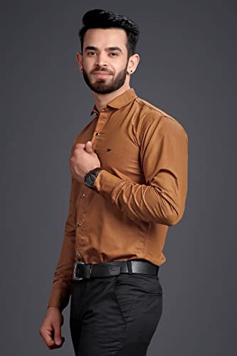 Image of Men's Full Sleeve Regular Fit Plain Shiny Formal Wear Shirts - Pack of 2