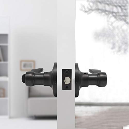Image of Gobrico Oil Rubbed Bronze Keyed-Alike Entry Door Locks Wave Handle Lever for Exterior Door with Same Key, 6Pack