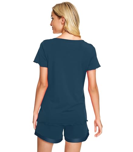 Image of WiWi Viscose from Bamboo Pajamas Set for Women Super Soft Short Sleeve Cooling Summer Plus Size Pjs Sets Sleepwear S-4X