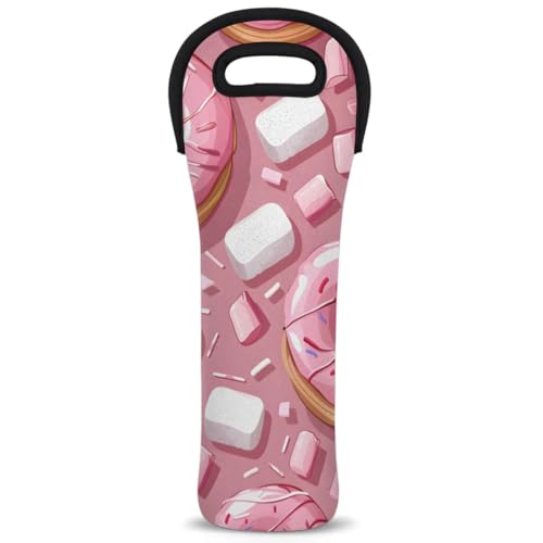 Neoprene Wine Tote Carrier Bag for Wine,Water, Champagne, Beer, Baby Bottles 15.6 x 5.1 Inches, Protective Wine Bag,Food Donuts