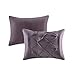 Madison Park Laurel Cozy Comforter Set - Traditional Tufted Faux Silk Design, All Season Down Alternative Bedding with Matching Shams, Decorative Pillow, Plum Cal King(104