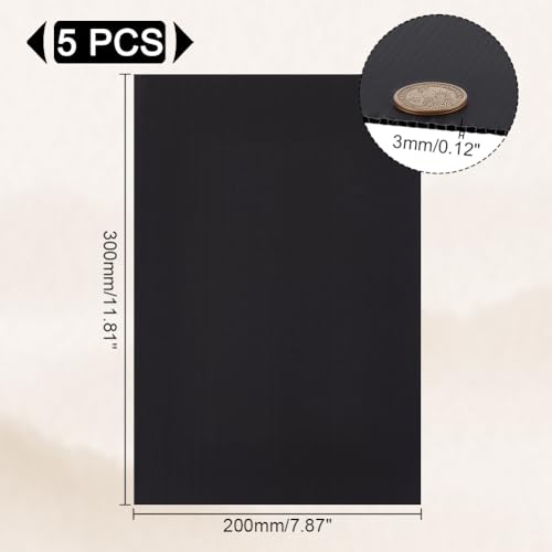 Pack 5 hojas negras corrugadas de plástico 3mm 7.8x11.8 in miniatura 2