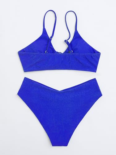 Image of Meetall Women's High Cut String Triangle Bikini Set Swimsuits Sexy Bathing Suits 2 Piece