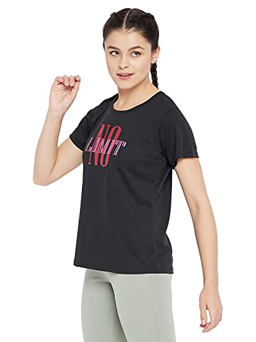 Image of Clovia Women's Comfort Fit Active T-Shirt in Black