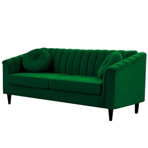 Image of FURNY Dorano 3 Seater Fabric Sofa Set (Green)
