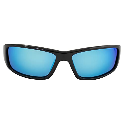 Tenerife Polarized Sunglasses for Men or Women Wraparound Black Frame w/Blue Mirror Lens2