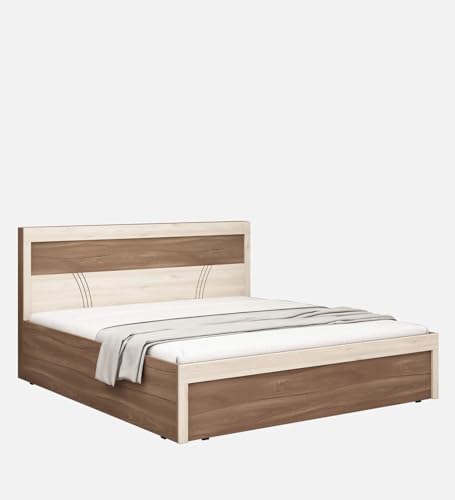 Image of Mintwud Pepperfry Solid Engineered Wood Sappora King Size Bed with Hydraulic Storage | Space Saving Wooden Palang Furniture for Living Room, Bedroom, Hotel (Bella Noce & Highland Pine Finish)