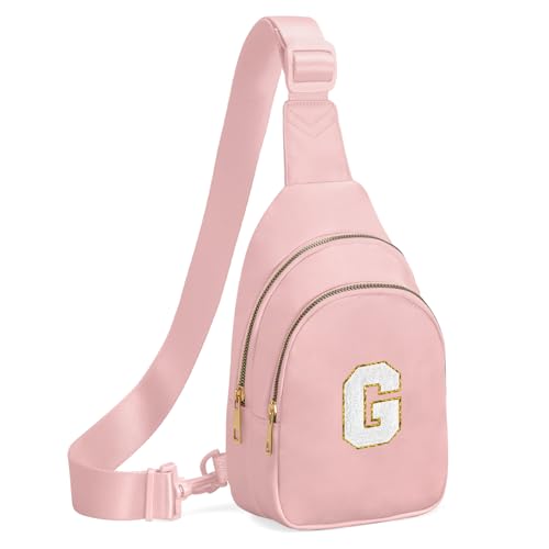 Birthday Gifts for 7 8 9 10 11 12 13 Year Old Girls Small Initial Sling Bag Cross Body Bag Fanny Pack for Girls Pink G