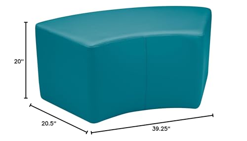 Image of Sprogs 18 inch H Structured S-Curve Stool -Flexible Modular Collaborative Soft Seating for Office, Home, Lounge and School Classrooms with Durable Frame & Set of 2 inch Legs Add-on - Teal