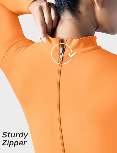 Image of speerise Long Sleeve Bodysuit One Piece Bodycon Tummy Control Jumpsuits | Turtleneck Romper with Pants, High Neck Full Bodysuit, Zip Up Unitard,Workout, Yoga, Gym, Halloween Costume, Versatile Wear