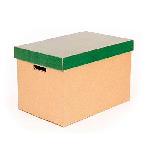 Lot de 2 boîtes de rangement avec couvercle vert - Boîtes de déménagement et de rangement en...