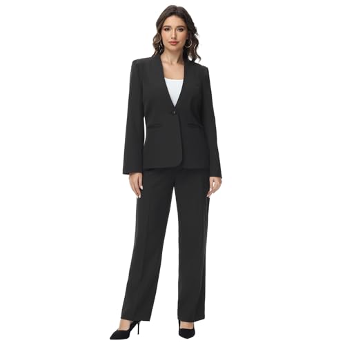 Lamgool Womens Pant Suit 2 Pieces Business Casual Outfits Lady's Blazer Jacket and Pants Set for Work3