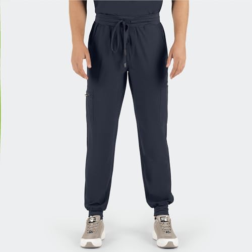 B-well MATTEO Herren-Schrubb-Set Schlupfkasack + JoggeR Hose Set Medizin Arzt Uniform Medizinische Berufsbekleidung mit Elastan (DE/NL/SE/PL, Alphanumerisch, XXL, Regular, Regular, Grau)