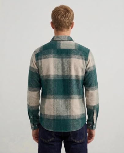 Image of DEEMOON Men's Premium Cotton Blend Printed Checkered Shirt | Full Sleeve Plaid Casual Button-Down Shirt | Soft & Comfortable Regular Fit | Office, Travel & Everyday Wear
