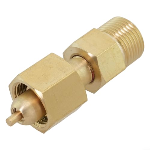 Conector de válvula de alta presión de rosca G5/8 con válvula de aguja para tanques de oxígeno, construcción de acero con pin para seguridad, color dorado