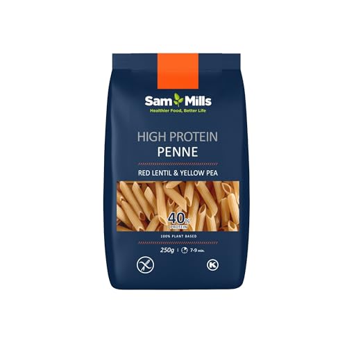 Sam Mills - Penne de Lenteja Roja y Guisante Amarillo - 250 g - Sin Gluten - Ideal para Dietas Veganas - Pasta de Legumbres - Alto Contenido en Fibra y Proteína