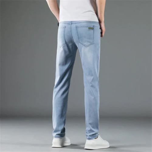 Men's Thin Lyocell Jeans Soft Stretch Slim Fit Business Fashion Casual Elastic Denim Pants3