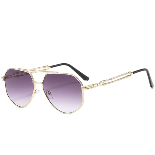 Lunettes de soleil punk luxueux en métal avec finitions géométriques audacieuses