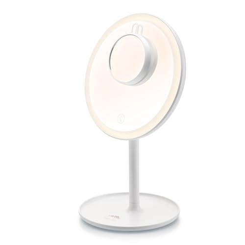 ETA Fenite Espejo cosmético LED I 20 cm I 3 colores de luz I 5x Aumento I USB-C I Blanco