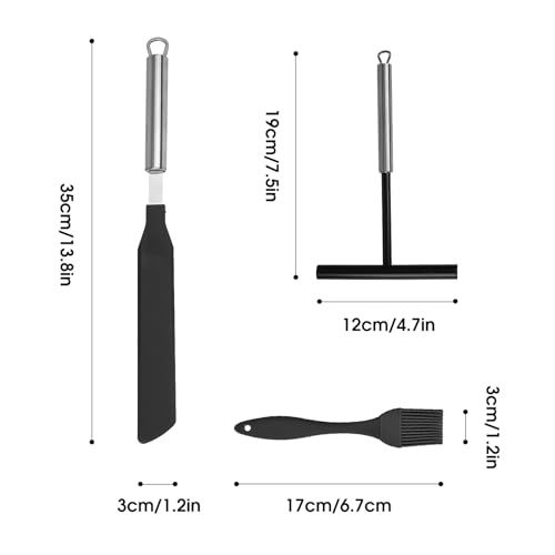 GOTFUN 3Pcs Crepe Spreader and Spatula Kit, Stainless Steel Crepe Pancake Tools, T- Shaped Batter Spreaders, Silicone Oil Brush, for Home Kitchen Cooking Baking Tools - Image 2